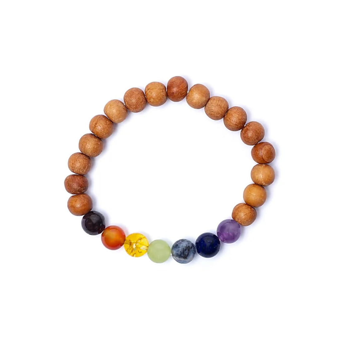 CHAKRA ARMBÅND MED TRÄPERLER