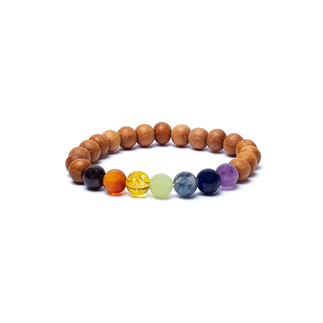 CHAKRA ARMBÅND MED TRÄPERLER