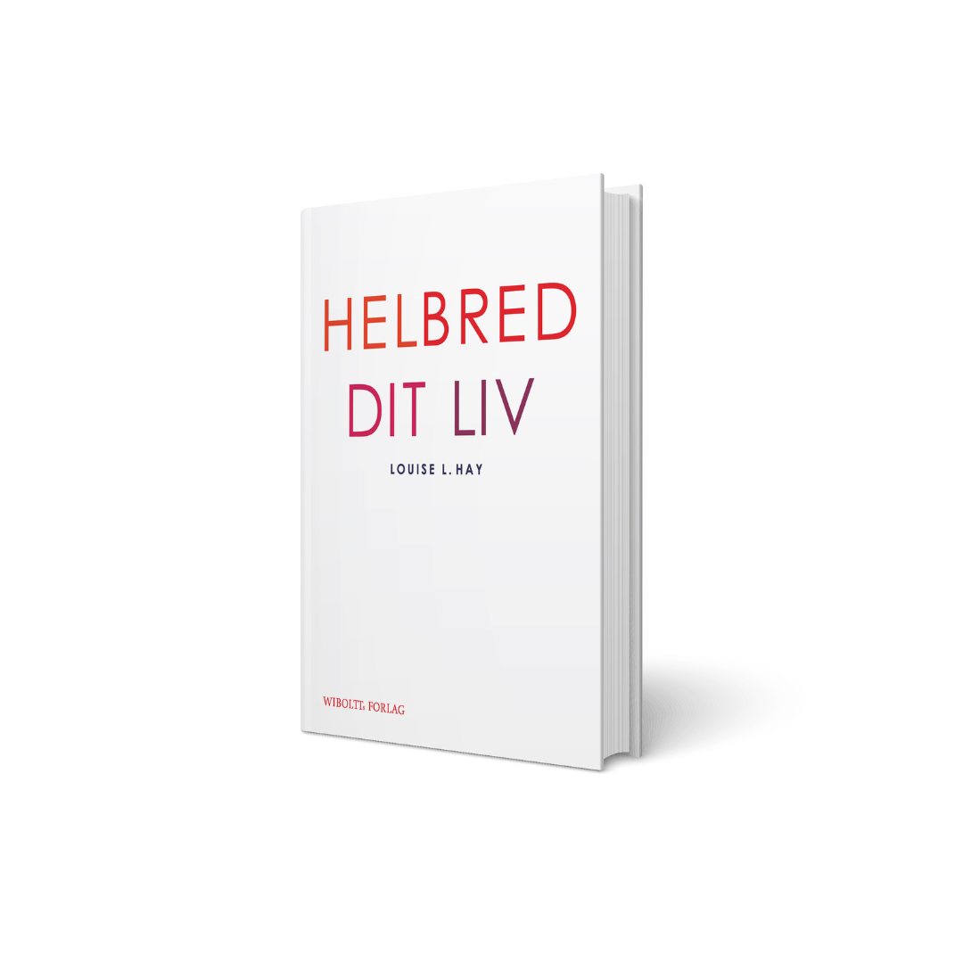 Bogomslag til Helbred dit liv af Louise Hay med titel i røde og lilla bogstaver på hvid baggrund udgivet af Wibolt Forlag