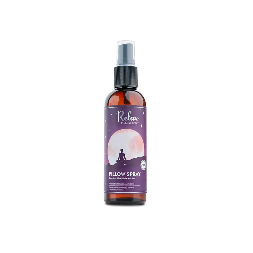 Avslappnande spray med lavendel i brun glasflaska