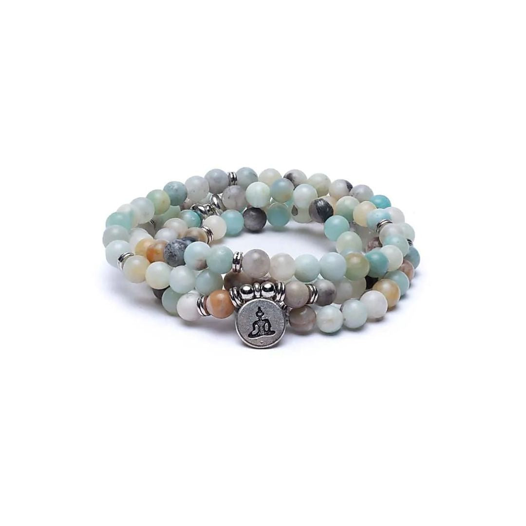 Mala Amazonite - Ohm, lotus or. buddha
