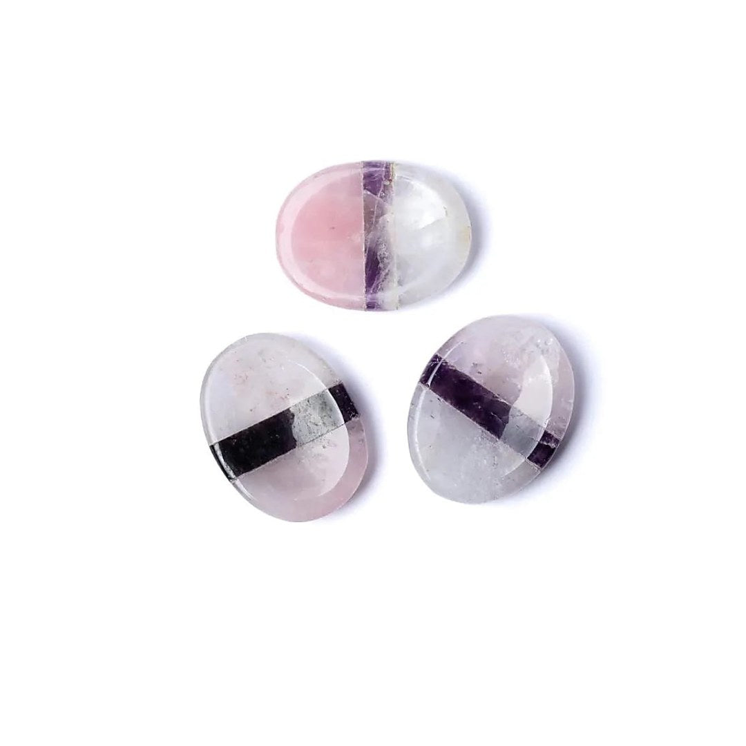 Worry stone - Ametyst, Bjergkrystal & Rosakvarts