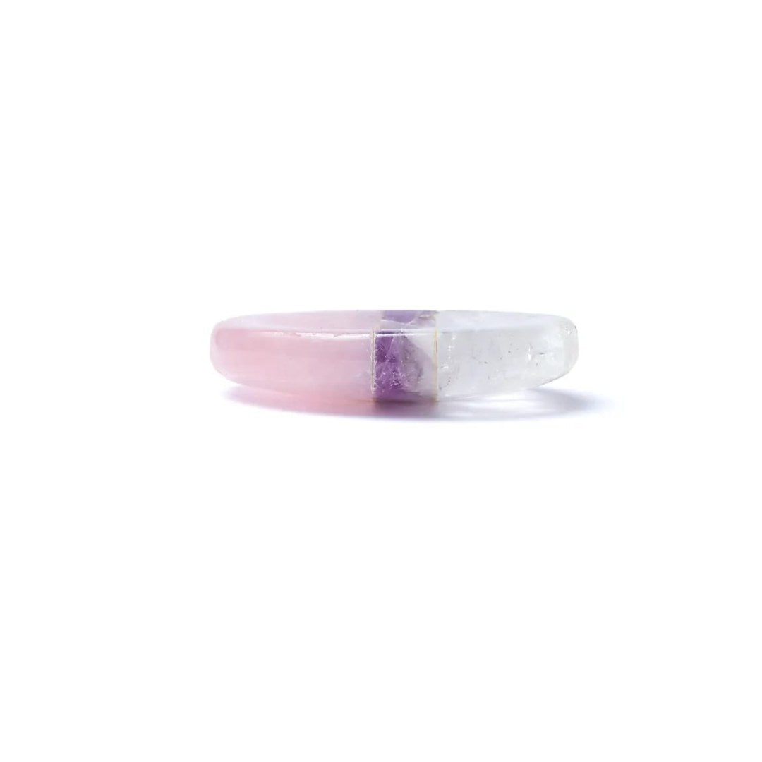 Worry stone - Ametyst, Bjergkrystal & Rosakvarts