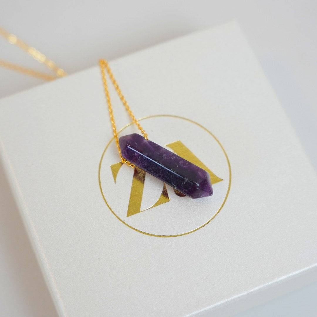 Amethyst necklace - pointed