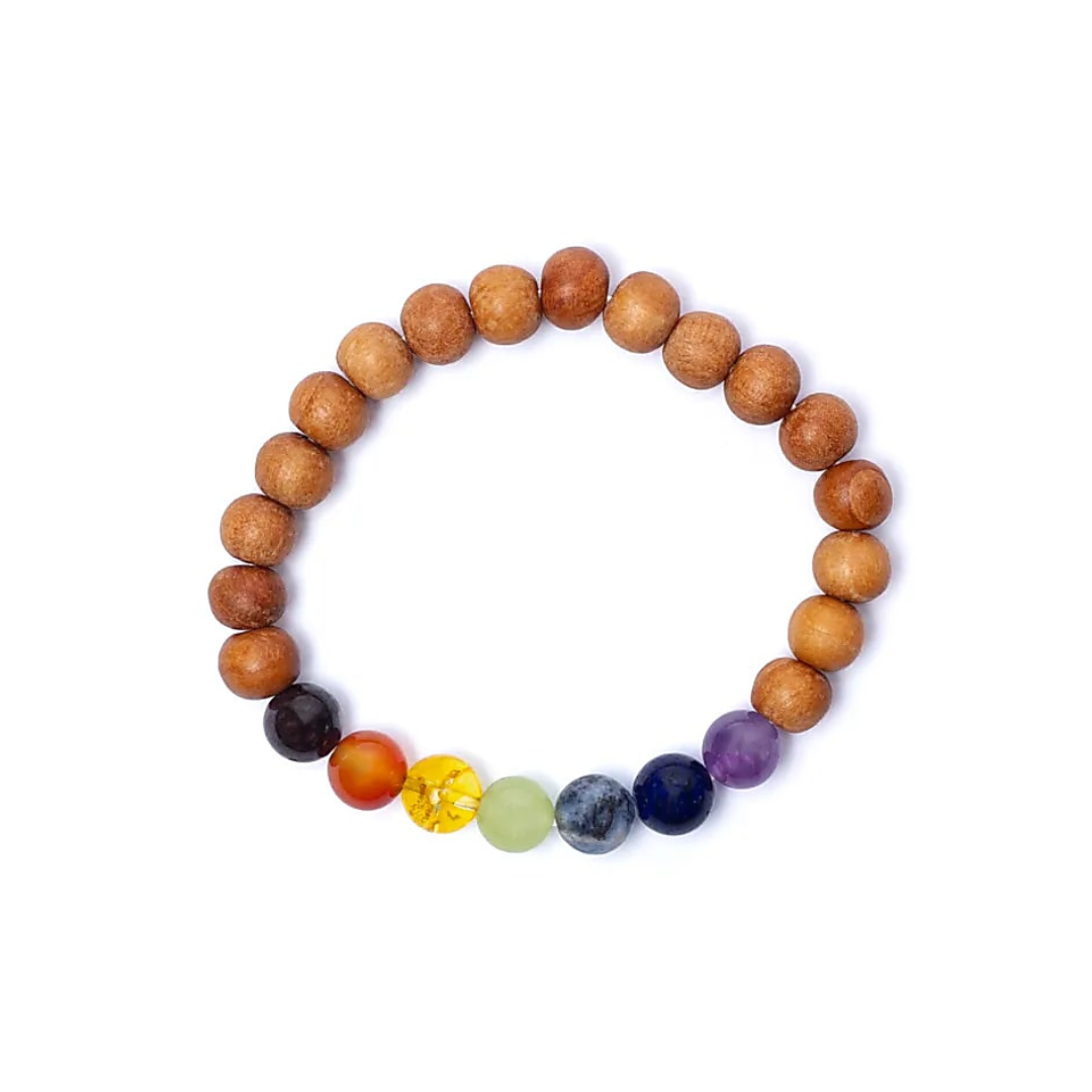 Chakra bracelet with wooden beads