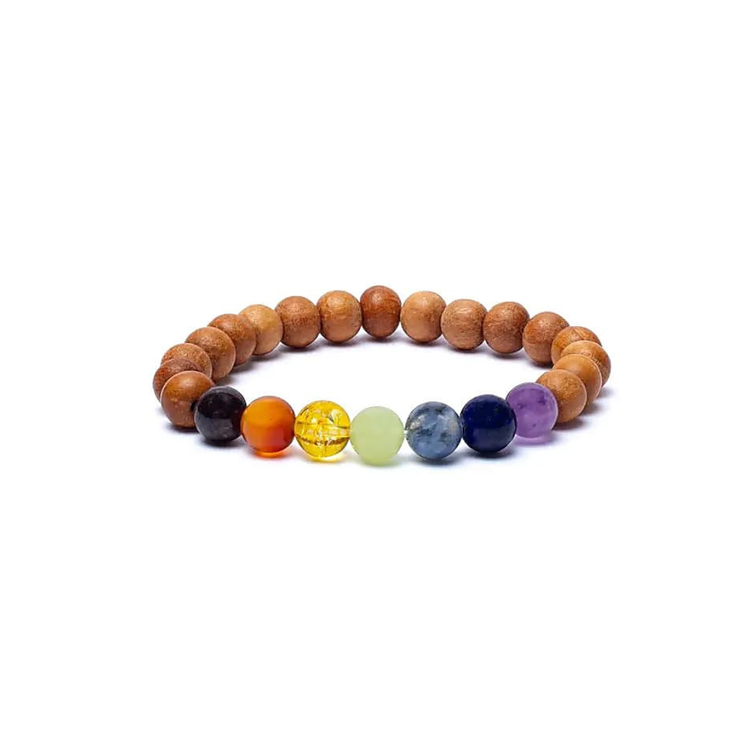 Chakra bracelet with wooden beads