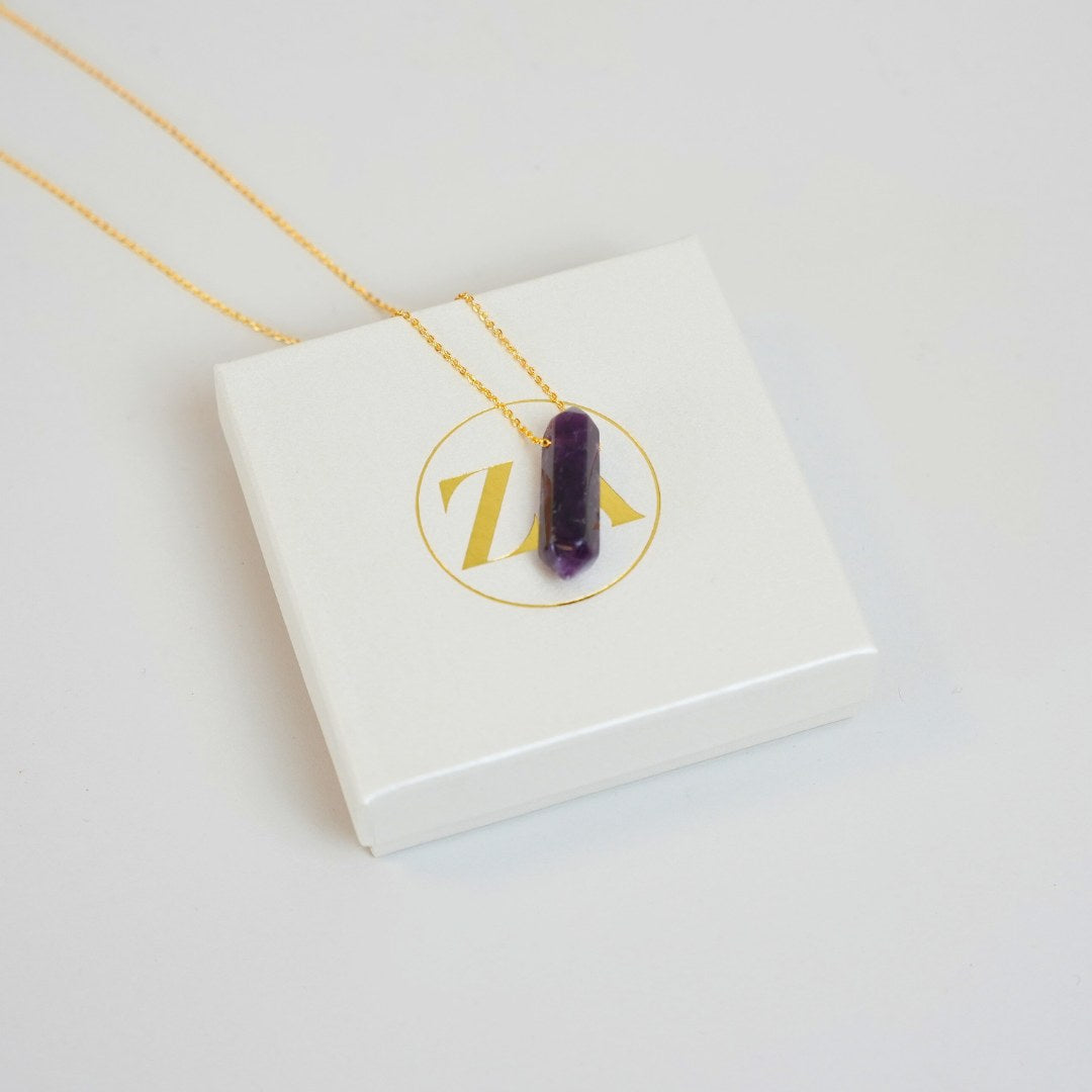 Amethyst necklace - pointed