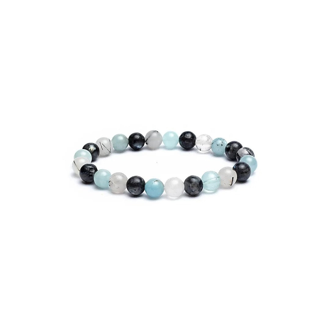 Armbånd - Aquamarin, labradorit & Tourmalin Kvarts