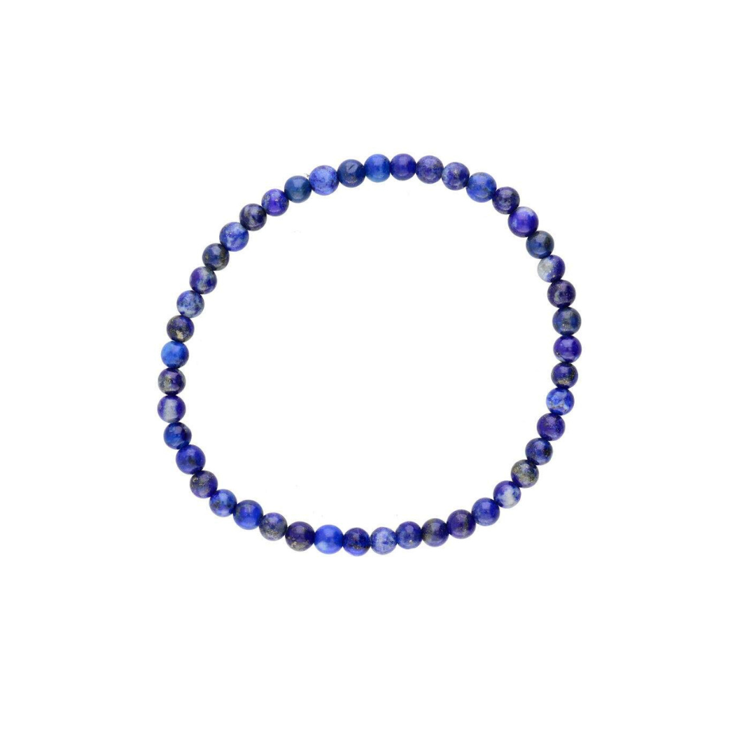 Lapis Lazuli armbånd bestående af runde multifarvede perler i nuancer af blå og lilla samlet i en tætsiddende cirkel