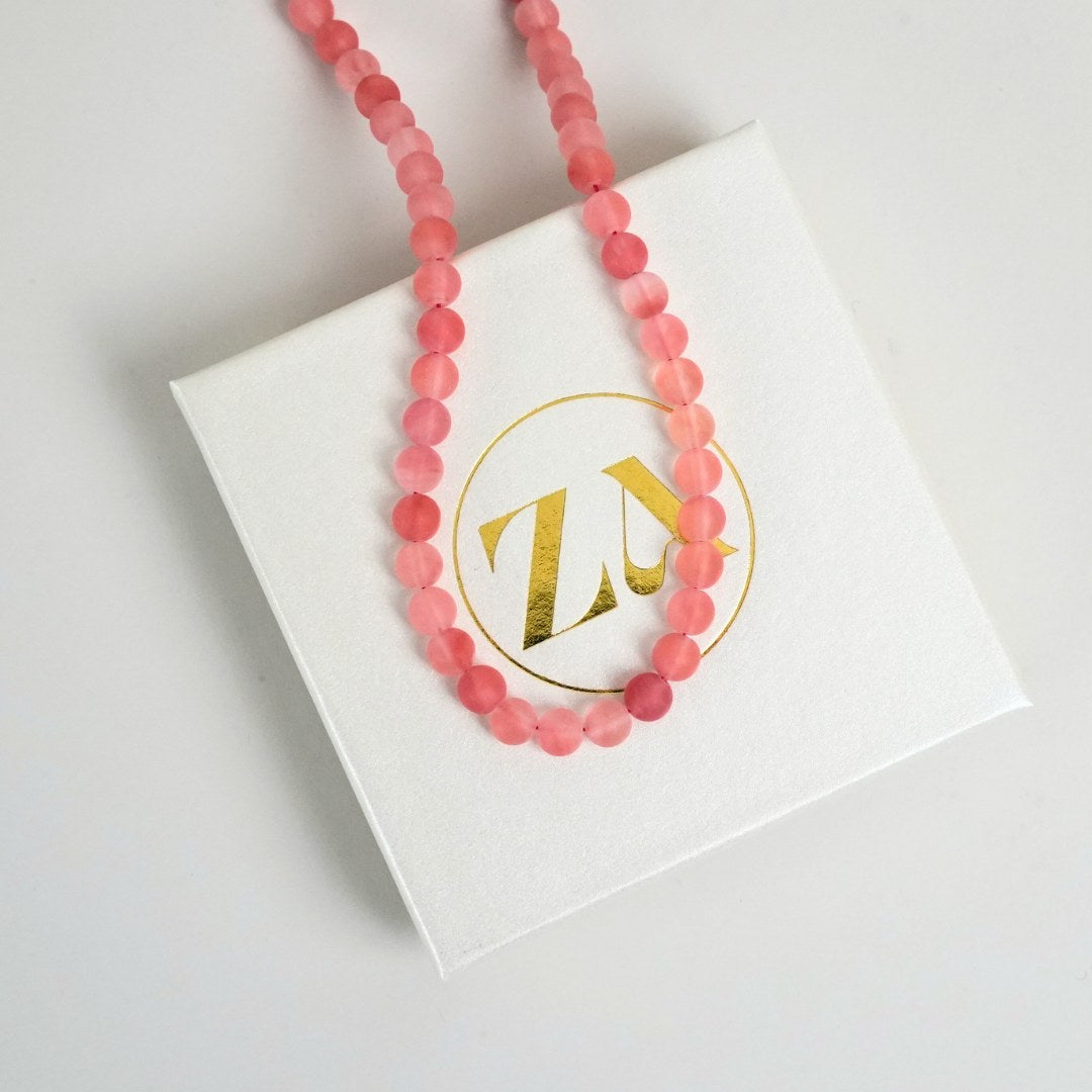 Matte rose quartz necklace